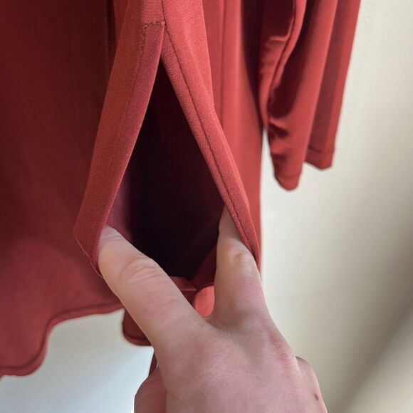 Susan Graver Womens Maroon Long Cardigan LP Long Open Front Draped Sweater - Picture 5 of 7